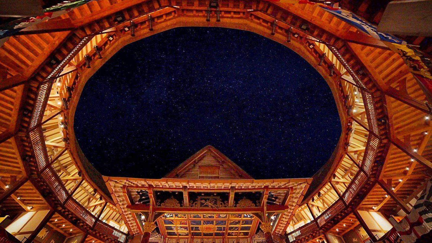 Globe Night Sky Dark starry sky shown through the roof of the Globe